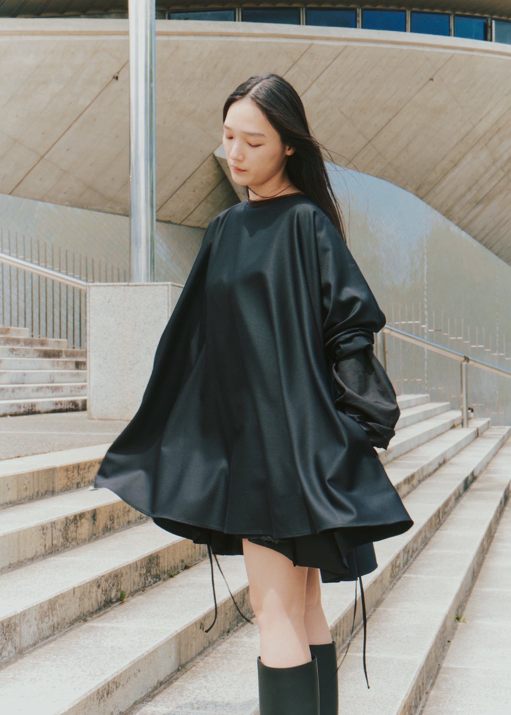 chinese dress ladies Double-layered Dress in Virgin Wool - Shop